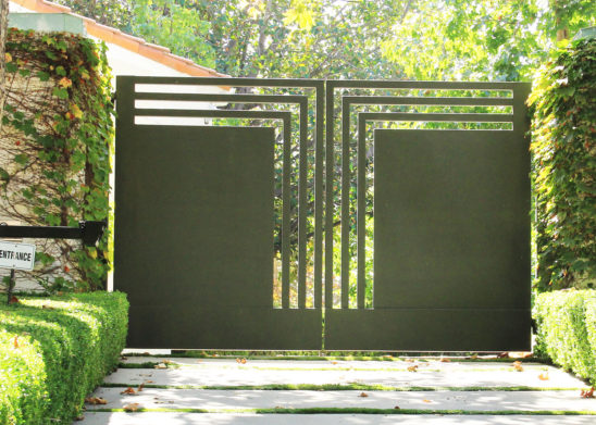 custom geometric steel bifold auto gate