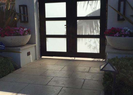 contemporary wood & glass dual sliding auto gate